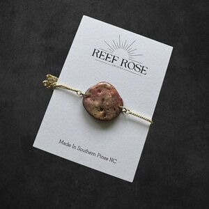 Adjustable lightweight moon stone bracelet gold plated polymer clay